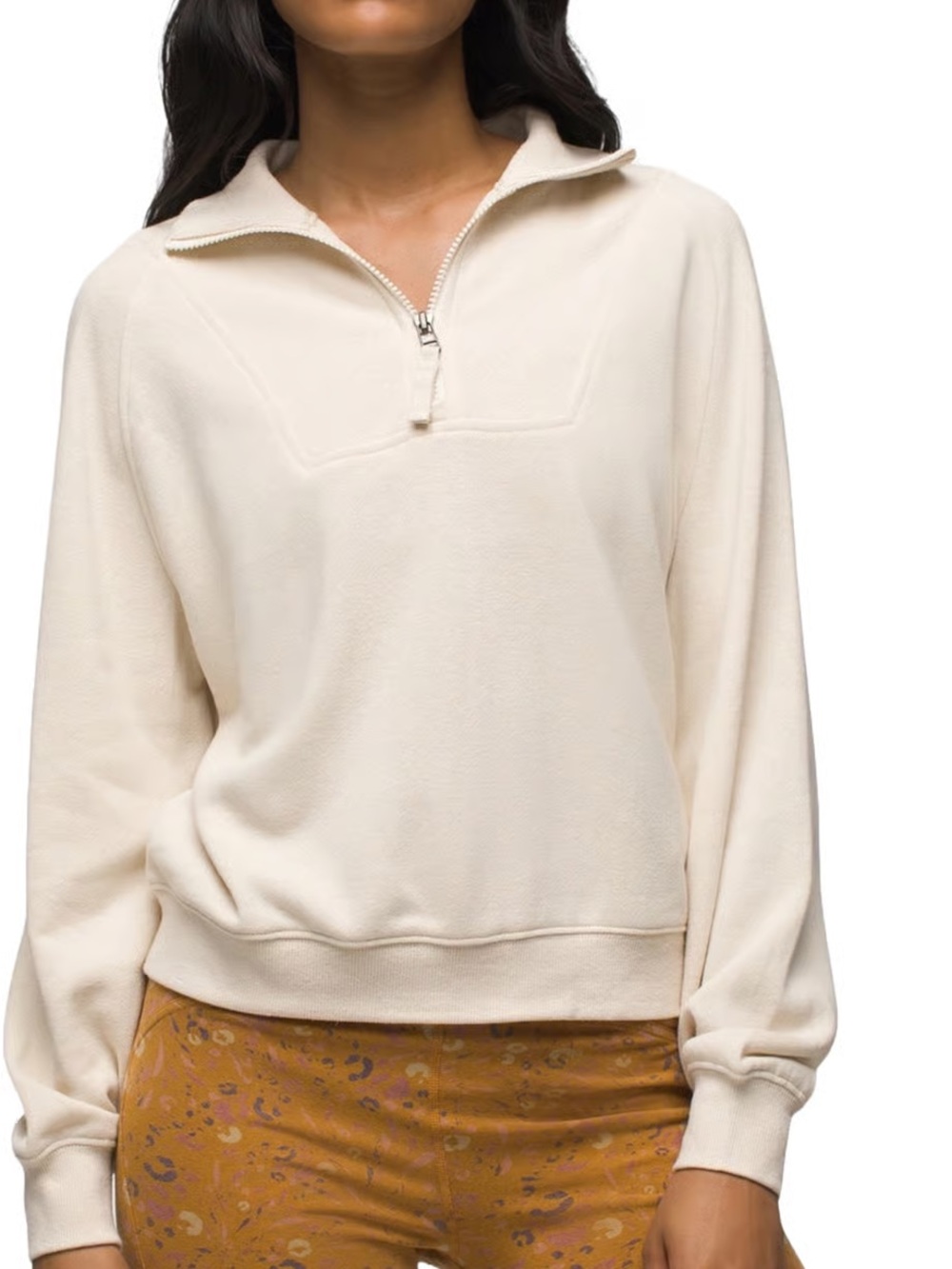 Prana Cream Quarter Zip Hemp Blend Pullover Sweater